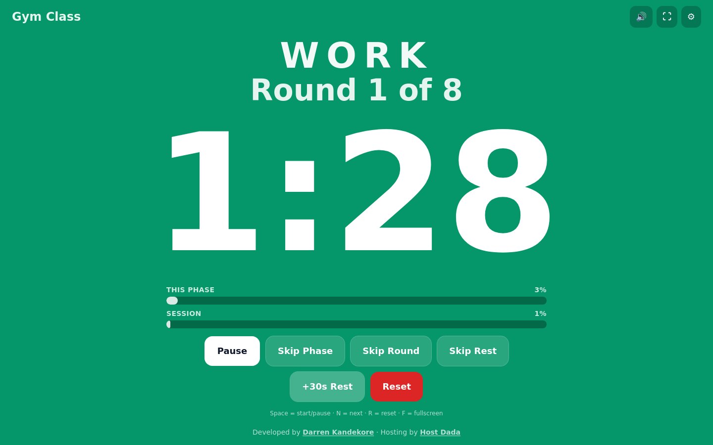 Gym Timer – A Free Interval Timer Built for Gym Classes screenshot 1