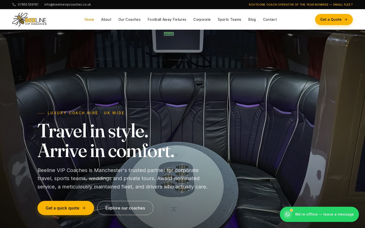 Beeline VIP Coaches – A Premium Site With a Back Office the Owner Runs screenshot 1