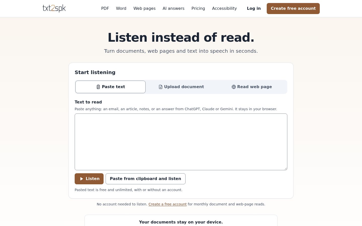 txt2spk – From Personal Workflow Problem to Privacy-First SaaS screenshot 1