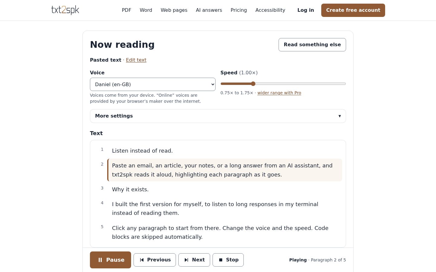 txt2spk – From Personal Workflow Problem to Privacy-First SaaS screenshot 2