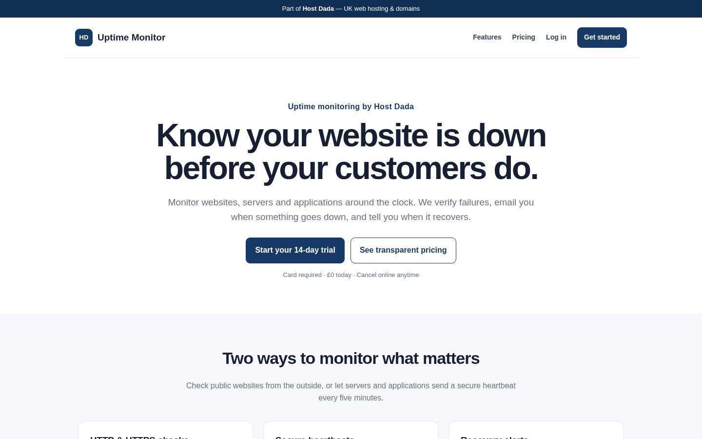 Host Dada Uptime Monitor – Turning an Infrastructure Requirement Into a Monitoring SaaS screenshot 1
